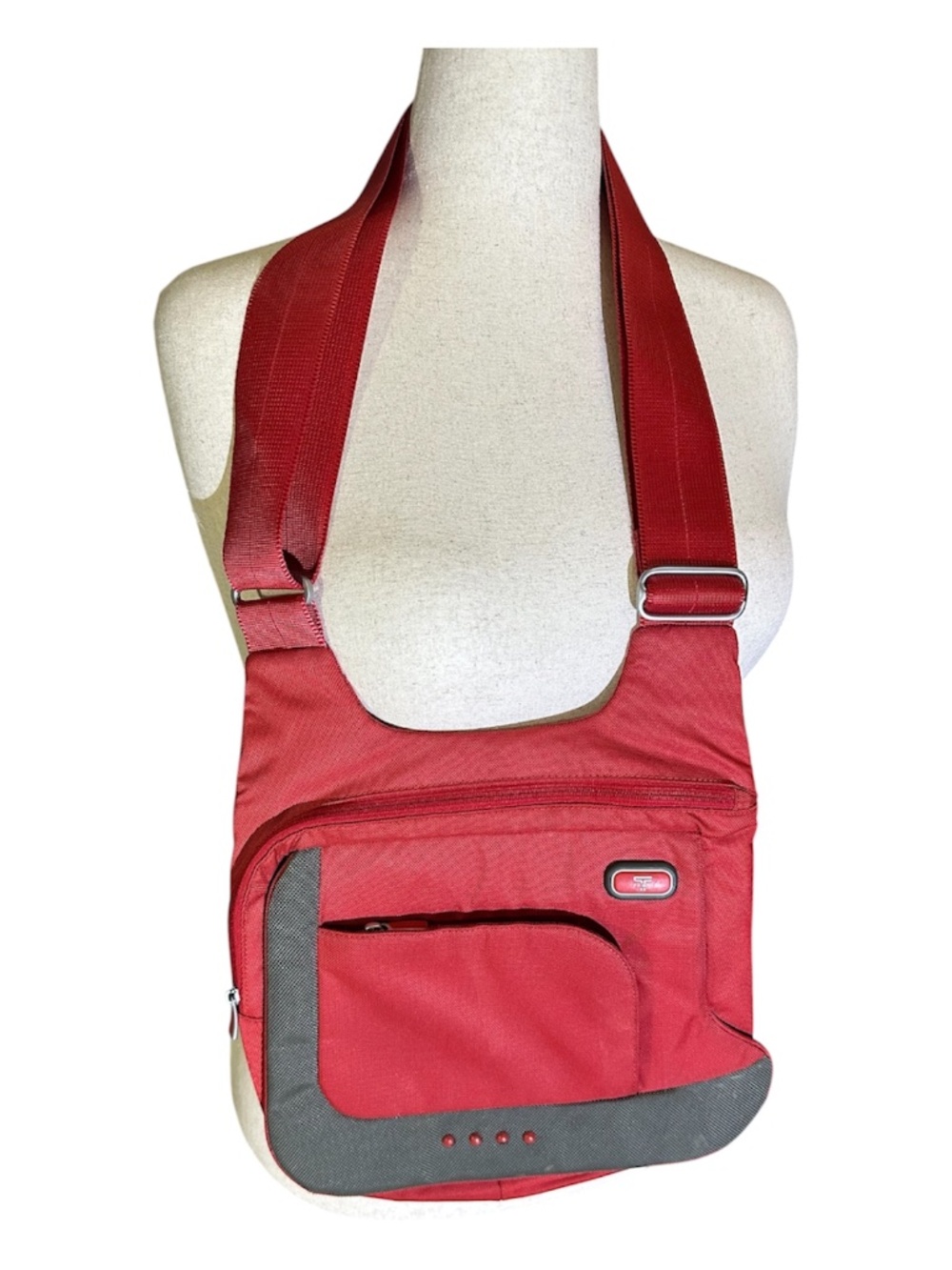 T-Tech by TUMI Red Crossbody Messenger Bag | Travel Organizer | Multi-Pocket